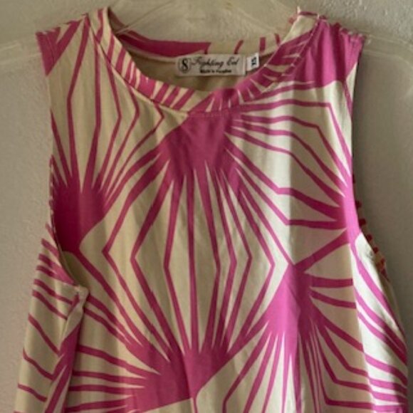 EUC FIGHTING EEL AVA SKY HONOLULU PINK PALMS WHITE TANK HAWAII GLAM LOVELY XS - Picture 13 of 15